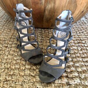 Vince Camuto, Gray Suede Cage Heels Size 8 1/2 M
